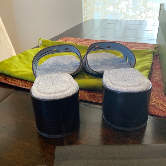 Tory Burch Ines Heel Mule Sandal 55MM Denim Suede in Blue Cloud Sz 9, BNIB, - Picture 5 of 7